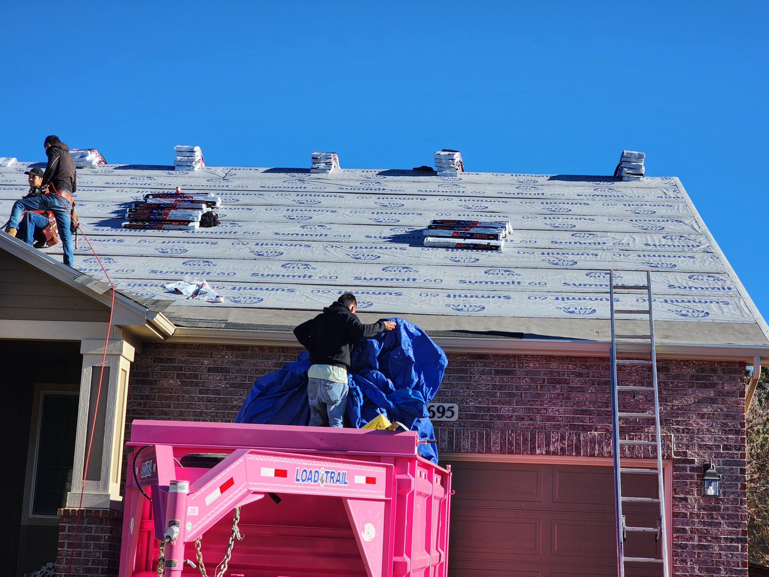 Hail Damage Roof Replacement Colorado Superior Roofing Contractors Working on Roof